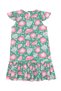 Pink Floral Girl's Green Ruffled Summer Dress - 4