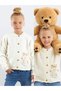 Girl's Winter Knitwear Beige Toy-Colored Long Sleeve Cardigan 2-6 Years