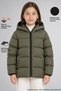 Girl's Khaki Fleece Inside Furry Hooded Waterproof Wind Resistant Inflatable Winter Jacket Coat