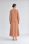 Camel-Colored Two-Button Skirt Suit with Buckle Detail - 3