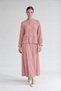 Two-Button Skirted Suit with Buckle Detail in Powder Pink