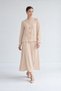 Beige Two-Button Skirt Suit with Buckle Detail