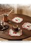 Premium Set of 6 Cocktail and Coffee Coasters with Cherry Motifs and Gold Embroidery - 4