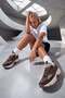 Women's Sneaker High Thick Sole Multi-Piece Lace-Up Sports Shoes Merita Brown Suede - 7