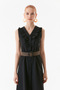 V-Neck Dress with Ruffles Front and Belt - 8