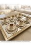 Premium 6-Pack Cocktail and Coffee Coaster Napkins with Gold Geometric Embroidery - 4