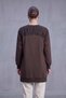 Leaf Sequined Gathered Shoulder Detail Tunic Brown - 3