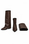 Bitter Coffee Look, with Dust Cover Detail, Detachable Accessory, Boot, Heel, Pointed Toe, Zippered Women's Shoes. - 5