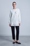 3D Floral Brooch Ruffle Hem Detailed Tunic Ecru