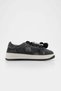 Women's Sneaker Thick Sole Denim Removable Beaded Buckle Sports Shoes Porento Black Denim - 3