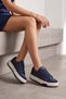 Women's Sneaker Thick Sole Lace-Up Sports Shoes Sifaz Navy Blue - 7