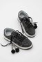 Women's Sneaker Thick Sole Denim Removable Beaded Buckle Sports Shoes Porento Black Denim - 5