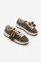 Women's Sneaker Thick Sole Denim Removable Beaded Buckle Sports Shoes Porento Brown Denim - 8