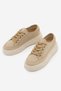 Women's Sneaker High Thick Patterned Ultra Light Sole Lace-Up Sports Shoes Ergu Beige Linen - 5