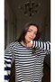 Cream and Navy Striped Liya Knit Sweater with Lycra - 3