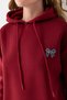 Women's Hooded Stone Bow Embroidered 3-Strand Sweatshirt Claret Red - 2623 - 7