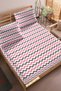 Pink Color, Zigzag Patterned Ranforce Fabric Fitted Sheet Set - Single/Double/Battal