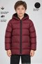 Boy's Burgundy Fleece Hooded Waterproof Wind Resistant Pocket Puffer Winter Coat