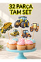 32 Pieces Construction Equipment, Trucks, and Other Vehicles Banner Cake Toothpick Cupcake Decoration Set Cocktail Toothpick Engagement Birthday Cocktail Event and Presentation Cake Decoration Ornament Thick Paper - 7