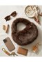 Brown Plush Women's Handbag, Soft Faux Fur Lined Mini Shoulder Bag, Bzeldr05. - 4