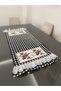 Black Gingham Cross-Stitch Embroidered Scalloped Runner - 2