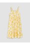 Ozmarka New Season Yellow Square Collar Floral Girl's Dress