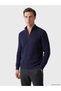 Ozmarka New Season Navy Blue Stand Collar Men's Knitwear Sweater