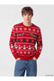 Ozmarka New Season Red Christmas Themed Men's Knitwear Sweater
