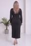 Women's Wrap-Neck Sequined Midi Length Slit Dress with Accessories, Black, Brown, Purple. - 7