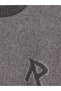 Özmarka New Season Gray Crew Neck Embroidered Men's Sweater - 7