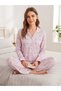 Women's Lovely Bow Bowknot and Patterned Striped Buttoned Pajama Set - 2