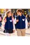 Girls' Pink Plush Vest with Zipper, Rabbit Embroidery, Stand-Up Collar, Sleeveless Top, Ages 8-13, Navy Blue. - 3