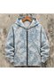Unisex Batik Pattern Lined Zippered Hooded Sweatshirt Seasonal Jacket