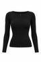 Black Double Zipper Long Sleeve T-Shirt 2602