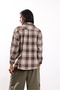 Brown Plaid Pattern Oversize Shirt 6648 - 5