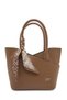 Scarf Detailed Double-Breasted Cut Tan Bag 0084