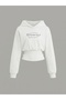 Women's Oversize Crystal Stone Printed Short Hooded Crop Sweatshirt