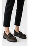 Genuine Suede Leather 4 cm Thick Sole Women's Brown Loafer Shoes - 7