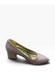 Women's Thick Heeled Glittery Evening Dress Shoes - 3