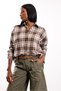 Brown Plaid Pattern Oversize Shirt 6648 - 3