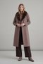 Fur Collar Pocket Detailed Brown Coat 13929
