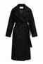 Double-Breasted Collar Belted Cashmere Black Coat 12822 - 2