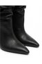 Women's Black Bellows Boots Pointed Toe Wedge Heel Gathered Stylish Boots - 2
