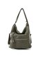 Khaki Soft Leather Stylish and Practical Large Multi-Compartment 3-in-1 Women's Backpack, Shoulder Bag, and Crossbody Bag - 2