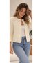 Women's Round Neck Capri Sleeve Cardigan, Crochet Hand Knitted, Koton Lase Thread, Open Front, Elegant Patterned Seasonal Cardigan - 2