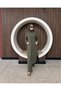 Pearl Detailed Top and Bottom 2-Piece Hijab Tracksuit Set Khaki - 3