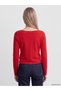 Özmarka New Season Red Crew Neck Women's Cardigan - 4
