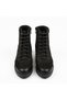 Women's 100% Genuine Leather Lace-Up Serrated Thick Heeled Comfort Sole Boots Daily Boots Black - 3