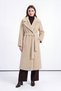 Belted Fur Camel Coat 13894