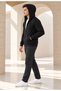 Men's Hooded, Pocketed, Wool-Lined, Full-Zip Cardigan, Black Jacket - 5